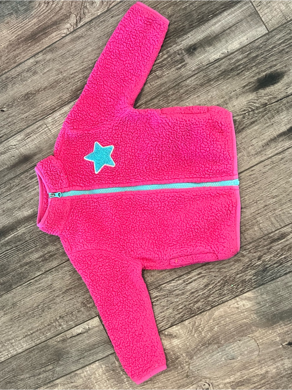 Andy & Evan Hot Pink Fleece Jacket with Teal Star